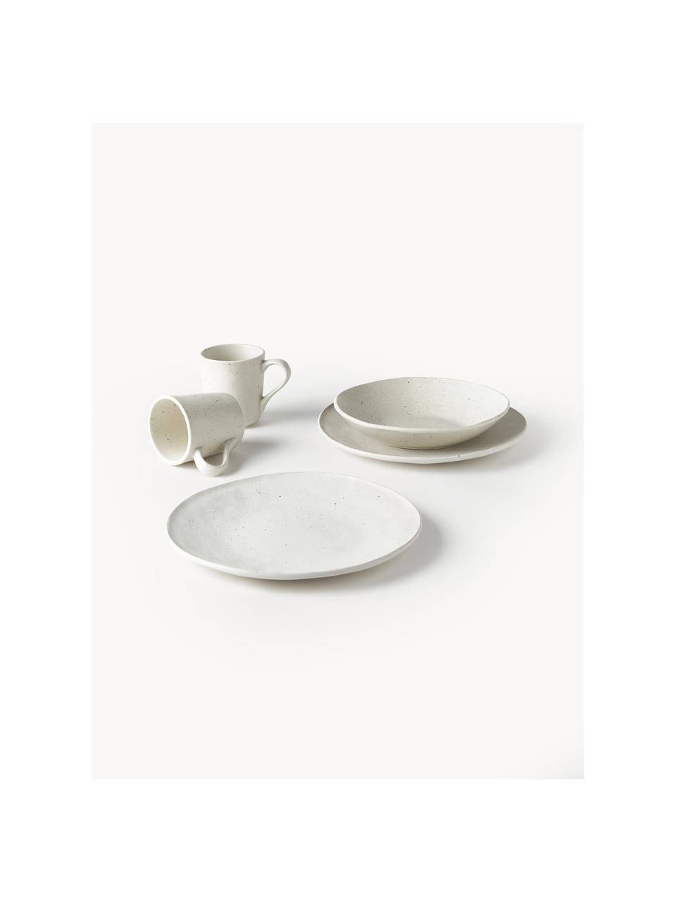 Set 12 stoviglie da colazione Marlee, 4 persone, Gres, Bianco crema, Set in varie misure