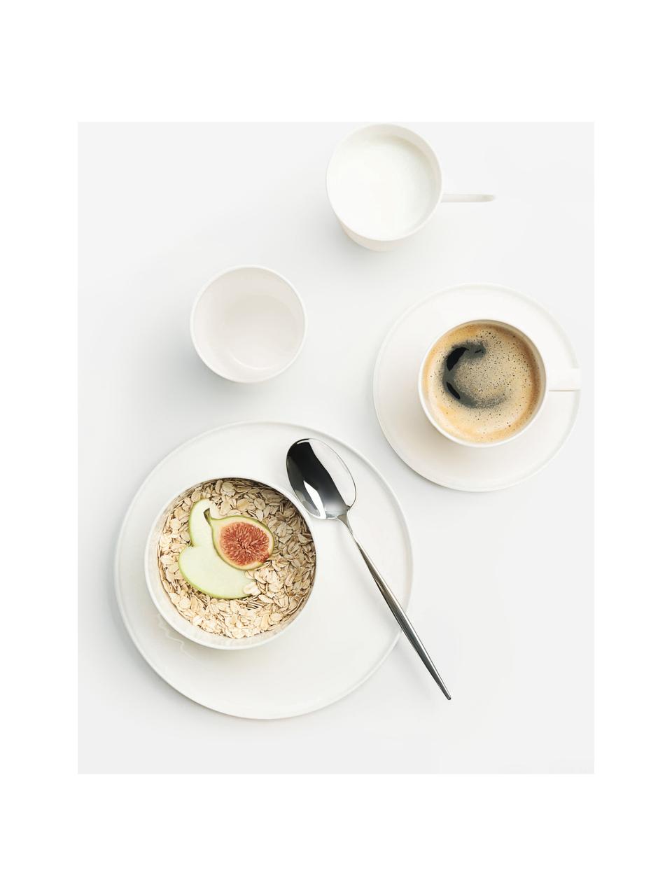 Tazas de café con platitos de porcelana Oco, 6 uds., Porcelana Fine Bone China (fina de hueso)
Fine Bone China es una pasta de porcelana fosfática que se caracteriza por su brillo radiante y translúcido., Blanco Off White, Ø 6 x Al 7 cm, 200 ml