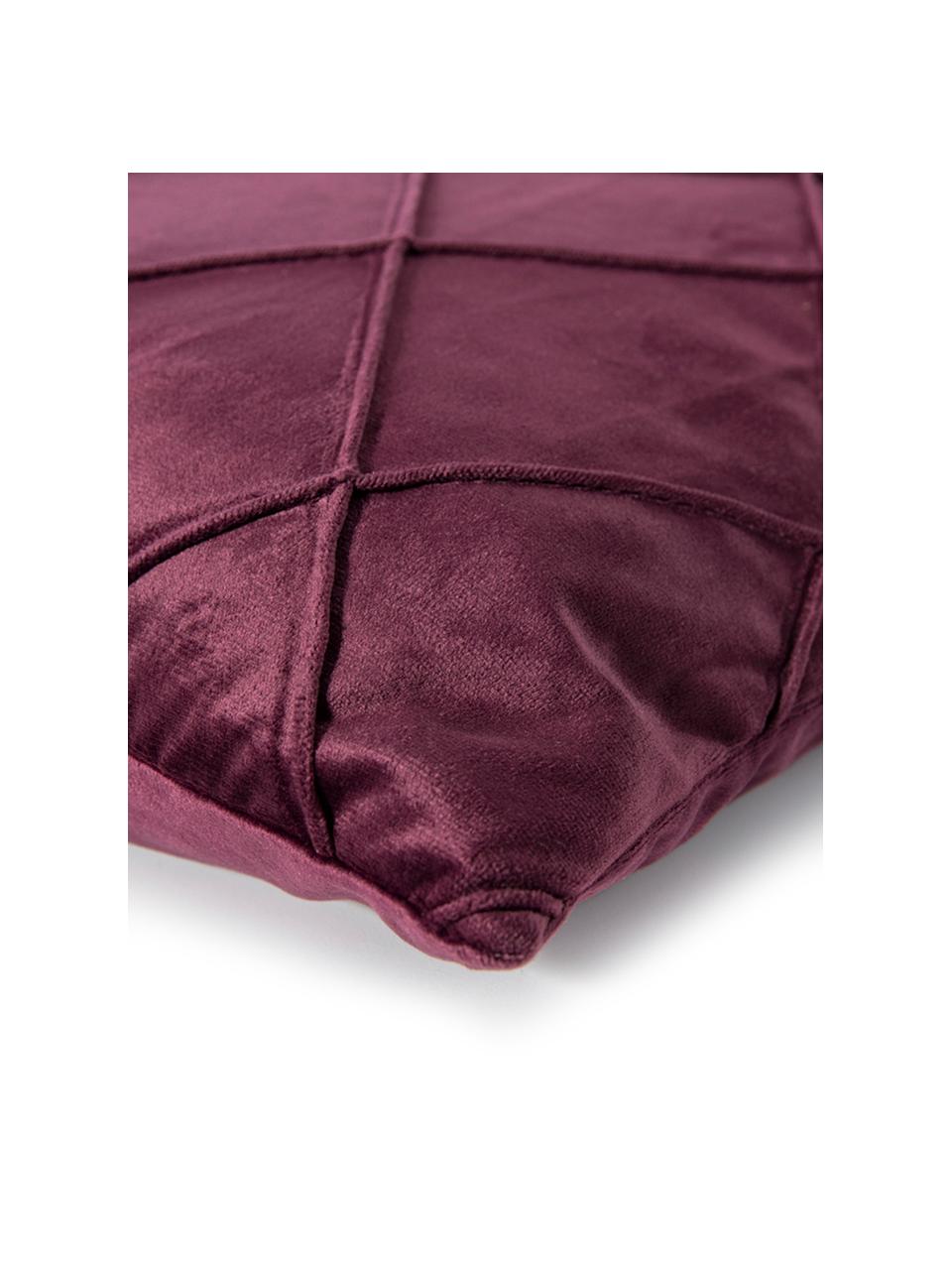 Samt-Kissenhülle Nobless mit erhabenem Rautenmuster, 100 % Polyestersamt, Weinrot, B 40 x L 40 cm