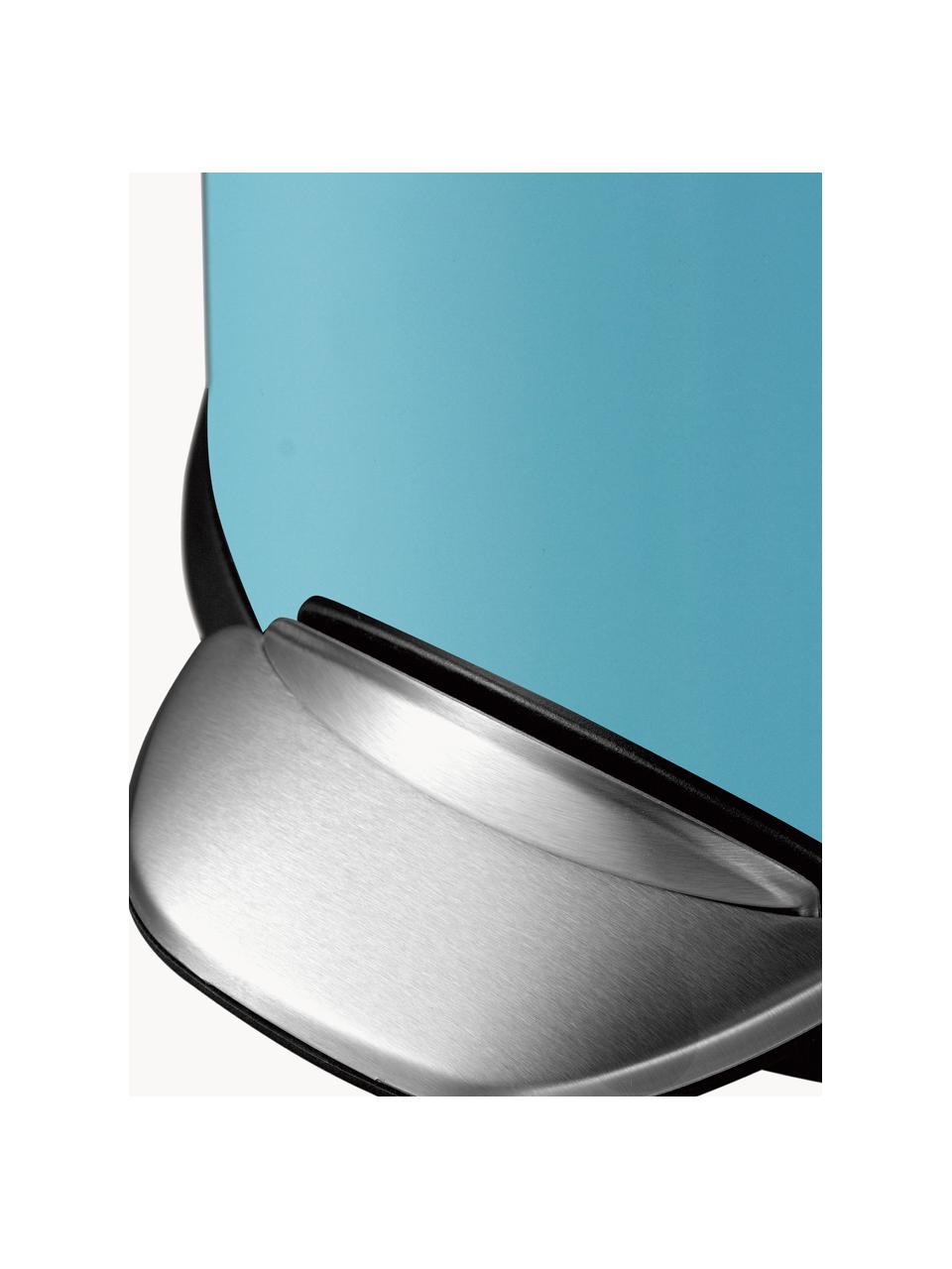 Afvalemmer Belle Deluxe met pedaal functie, Houder: gecoat staal, Lichtblauw, zilverkleurig, Ø 29 x H 69 cm