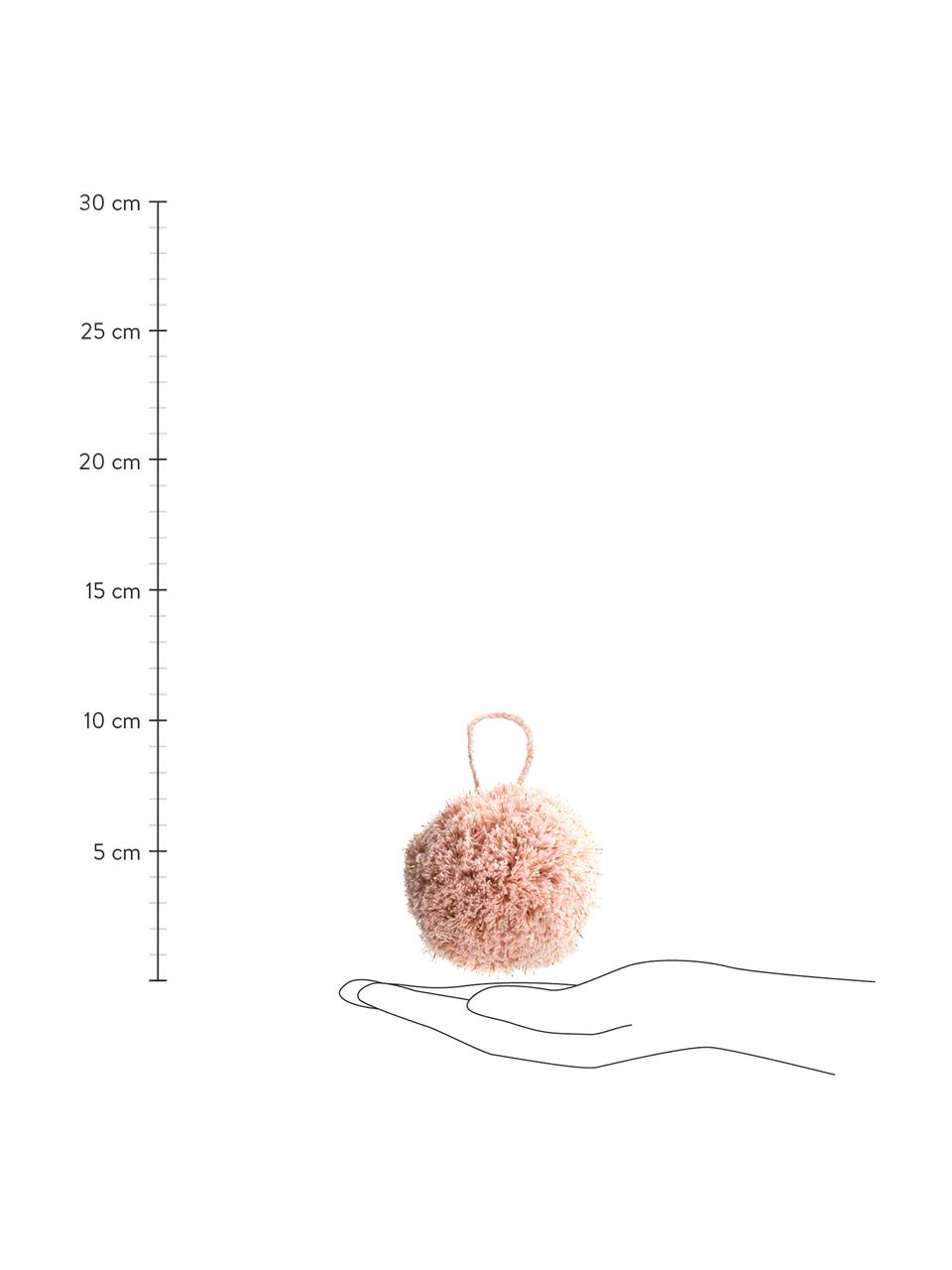 Ciondolo Pompon, 2 pz., Cotone con filo di lurex, Rosa, dorato, Ø 8 x Alt. 14 cm