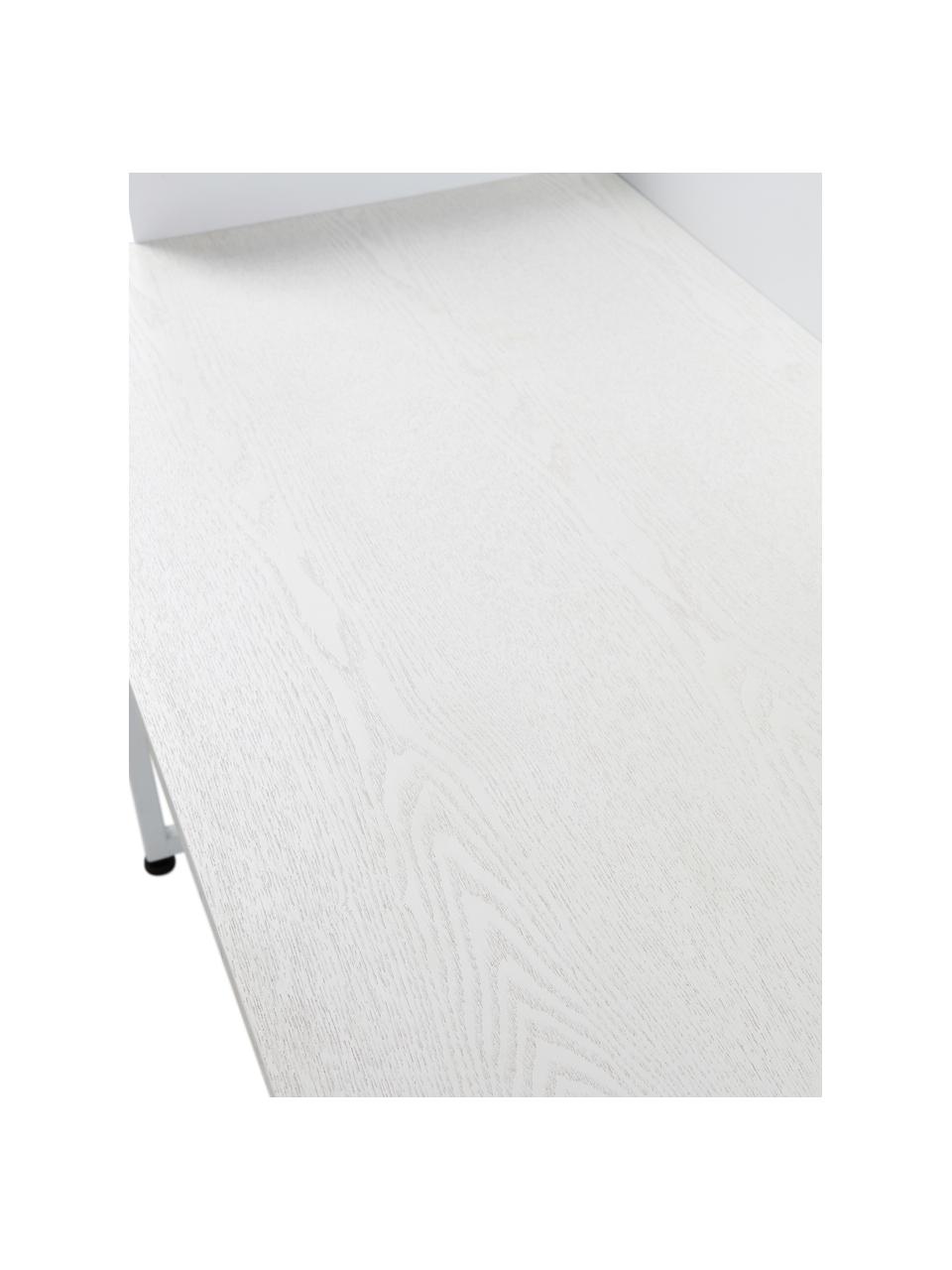 Schmaler Schreibtisch Liberty in Weiß, Tischplatte: Mitteldichte Holzfaserpla, Gestell: Metall, beschichtet, Rand: Metall, beschichtet, Weiß, B 110 x T 45 cm