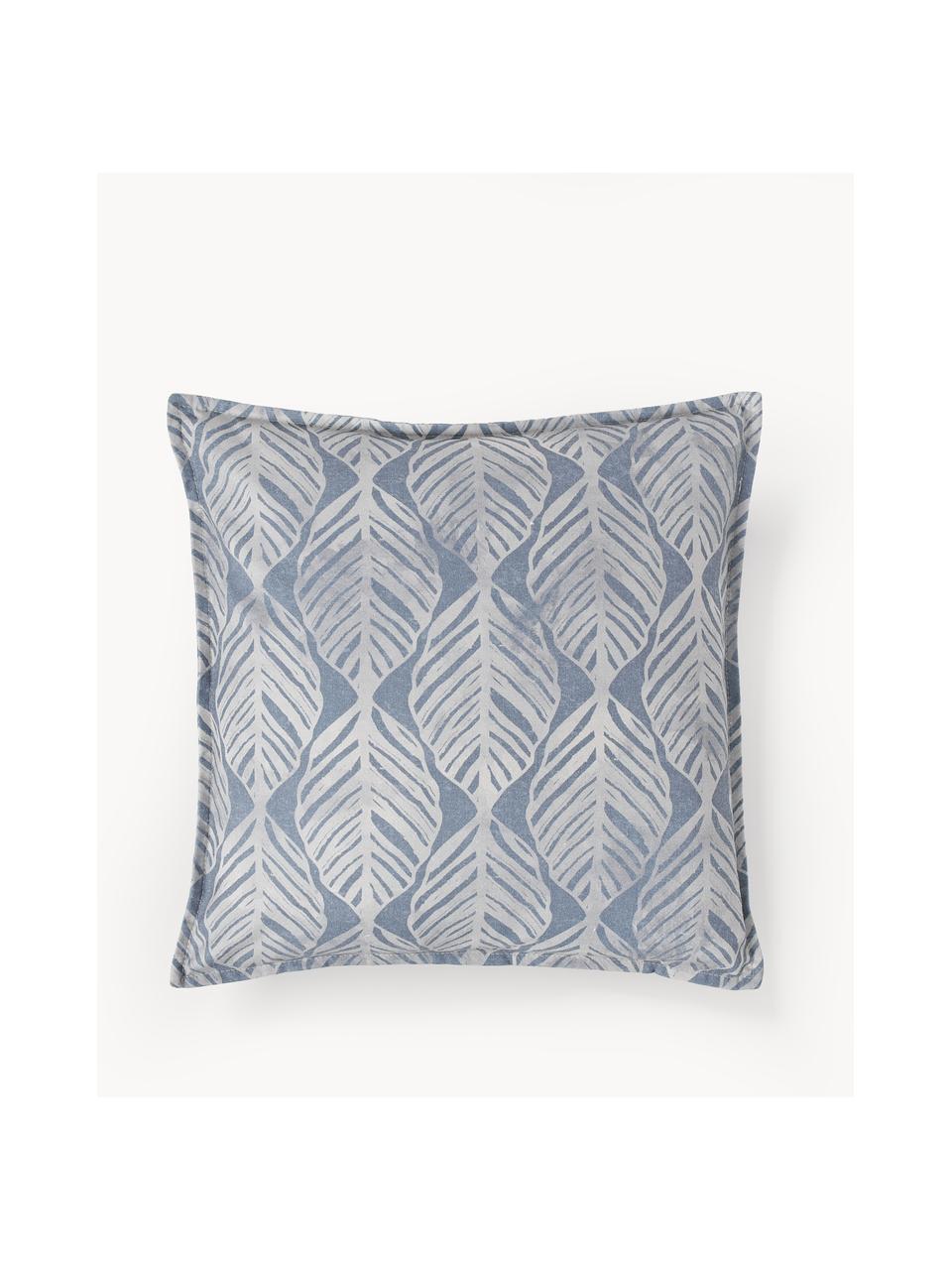 Housses de coussin avec motif graphique Armanda, lot de 2, 80 % polyester, 20 % coton, Tons bleus, larg. 45 x long. 45 cm