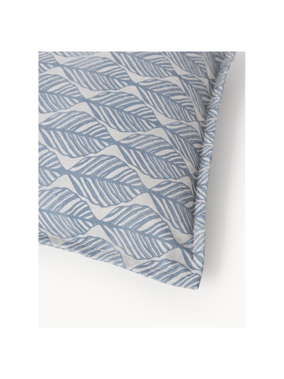 Kissenhüllen Armanda mit grafischem Muster, 2er-Set, 80 % Polyester, 20 % Baumwolle, Graublau, Hellbeige, B 45 x L 45 cm