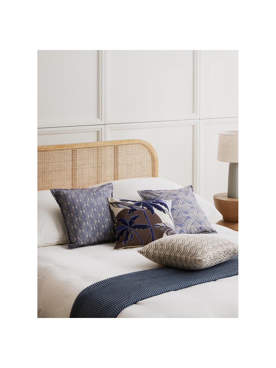 Housses de coussin avec motif graphique Armanda, lot de 2, 80 % polyester, 20 % coton, Tons bleus, larg. 45 x long. 45 cm