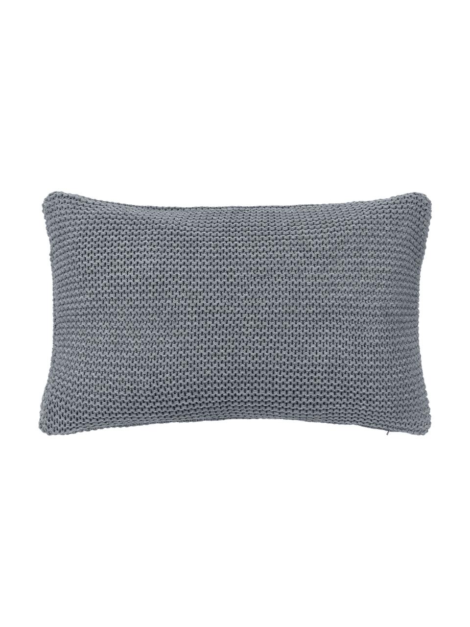 Housse de coussin tricot gris clair Adalyn, 100 % coton bio, certifié GOTS, Gris, larg. 30 x long. 50 cm