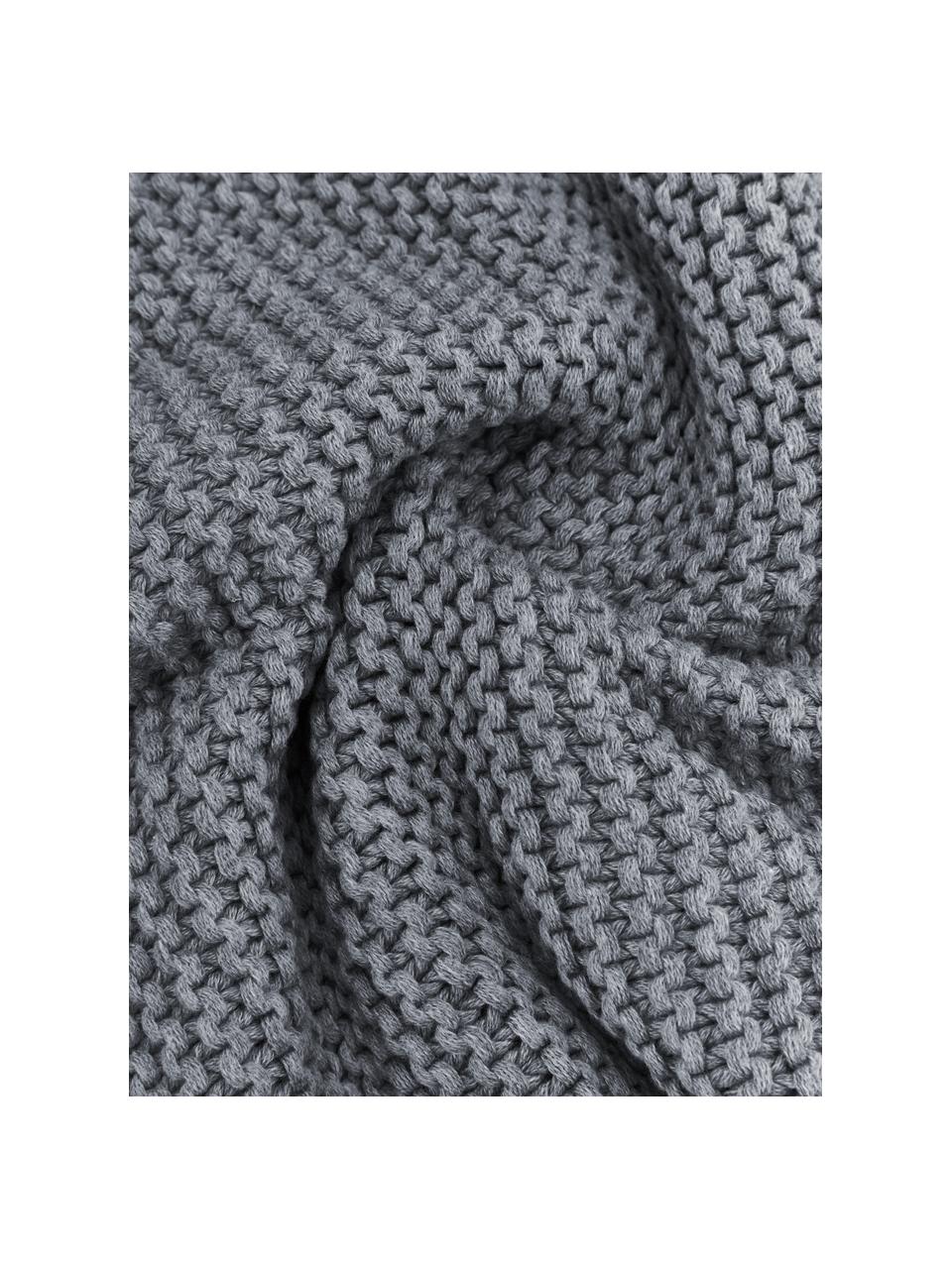 Housse de coussin tricot gris clair Adalyn, 100 % coton bio, certifié GOTS, Gris, larg. 30 x long. 50 cm