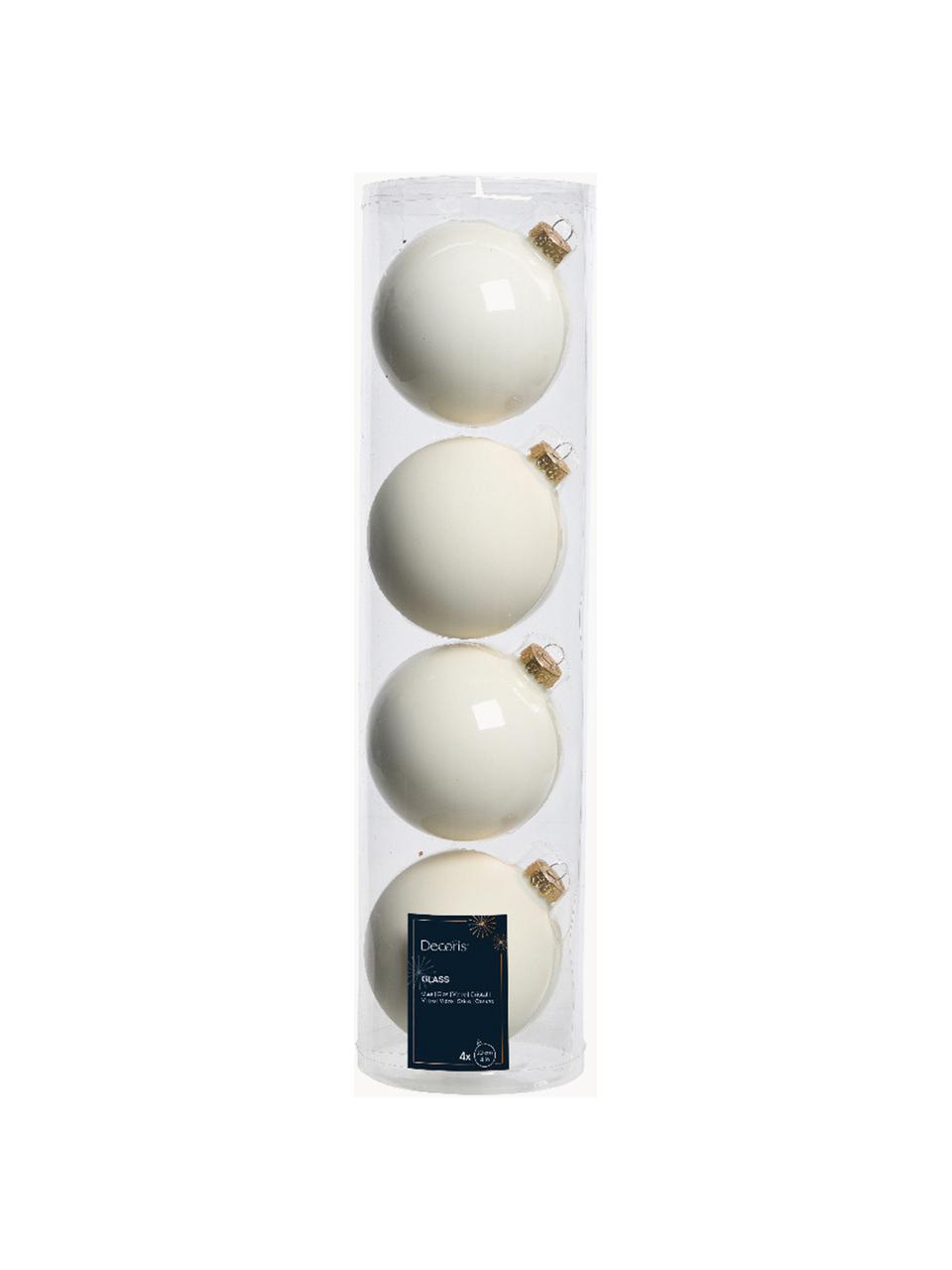 Boules de Noël Evergreen, sets de différentes tailles, Blanc cassé, Ø 10 cm, 4 pièces