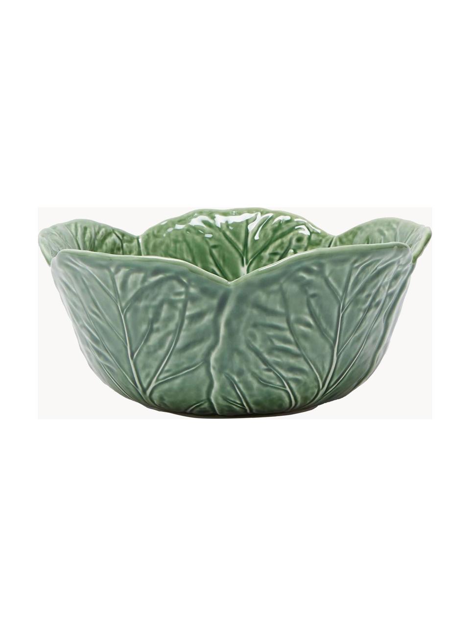 Ensaladera artesanal Cabbage, Cerámica de gres, Verde oscuro, Ø 30 x Al 13 cm