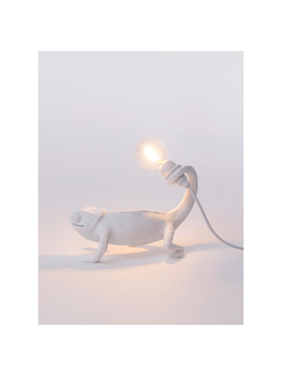 Lámpara de mesa pequeña LED de diseño Chameleon, con puerto USB, Lámpara: resina, Cable: plástico, Blanco, An 17 x Al 14 cm