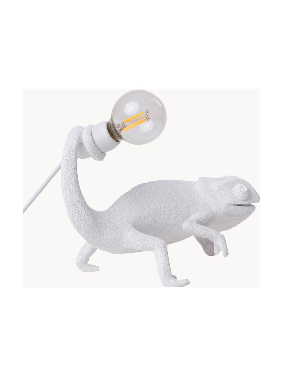 Kleine design LED tafellamp Chameleon met USB-aansluiting, Lamp: polyresin, Wit, B 17 x H 14 cm