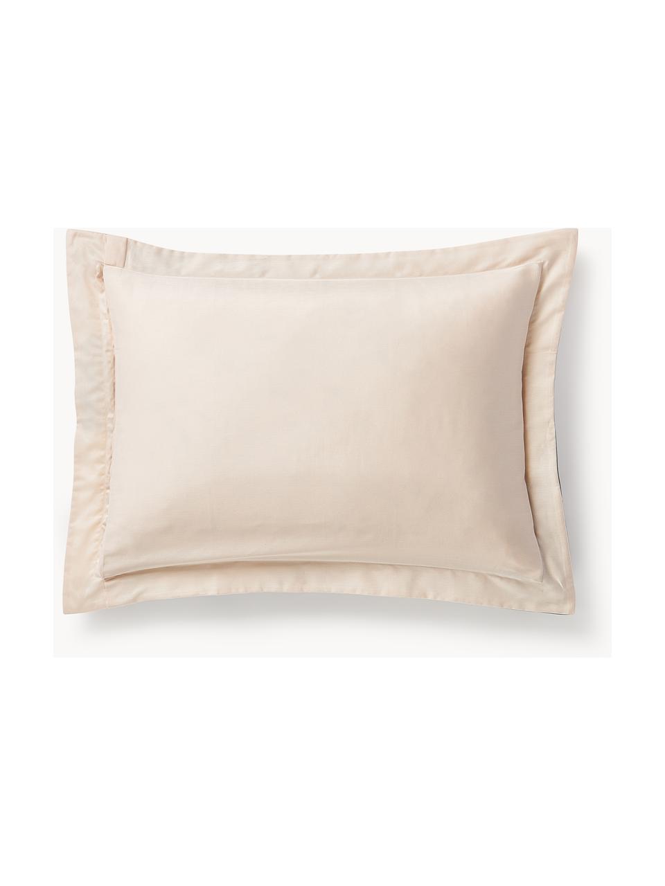 Funda de almohada de satén de algodón Alyssa, Tonos grises, blanco crema, An 45 x L 110 cm