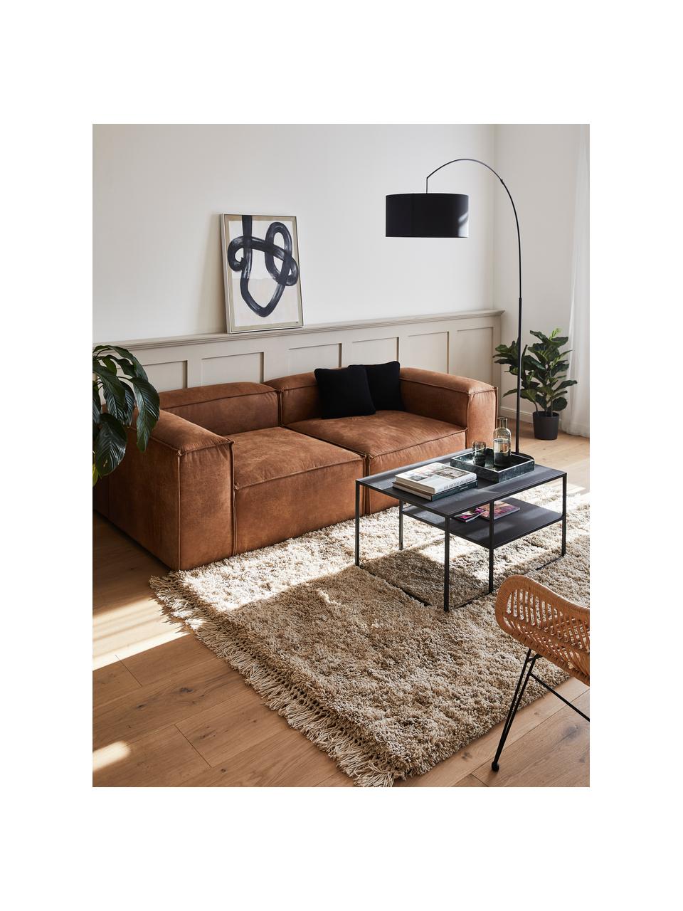 Sofa modułowa ze skóry z recyklingu Lennon (3-osobowa), Tapicerka: skóra z recyklingu (70% s, Stelaż: lite drewno sosnowe z cer, Nogi: tworzywo sztuczne, Brązowa skóra, S 238 x G 119 cm