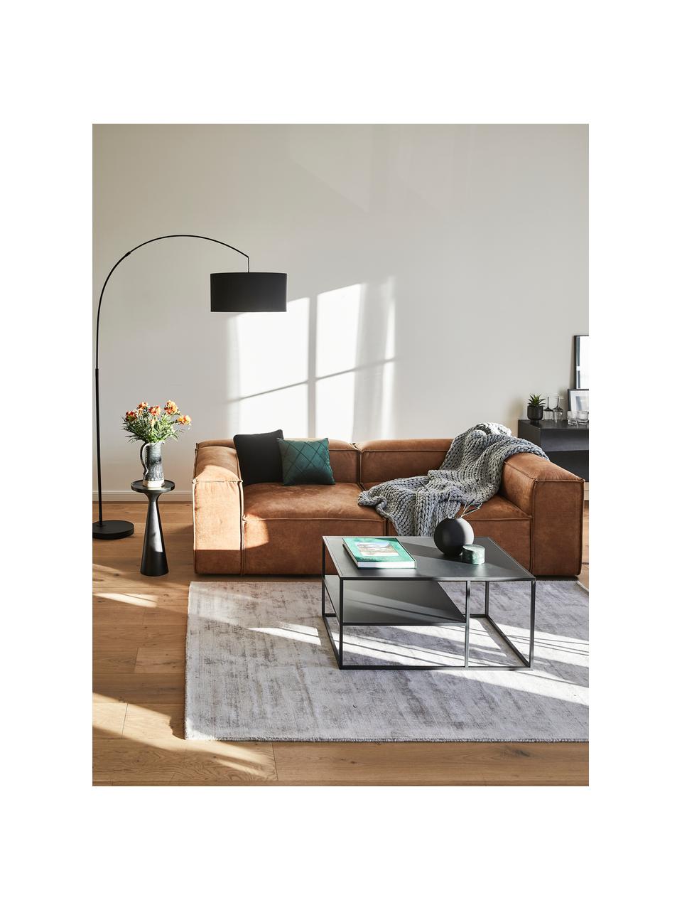 Modulaire bank Lennon (3-zits) van gerecycled leer, Bekleding: gerecycled leer (70% leer, Frame: massief hout, multiplex, Poten: kunststof, Leer bruin, B 238 x D 119 cm