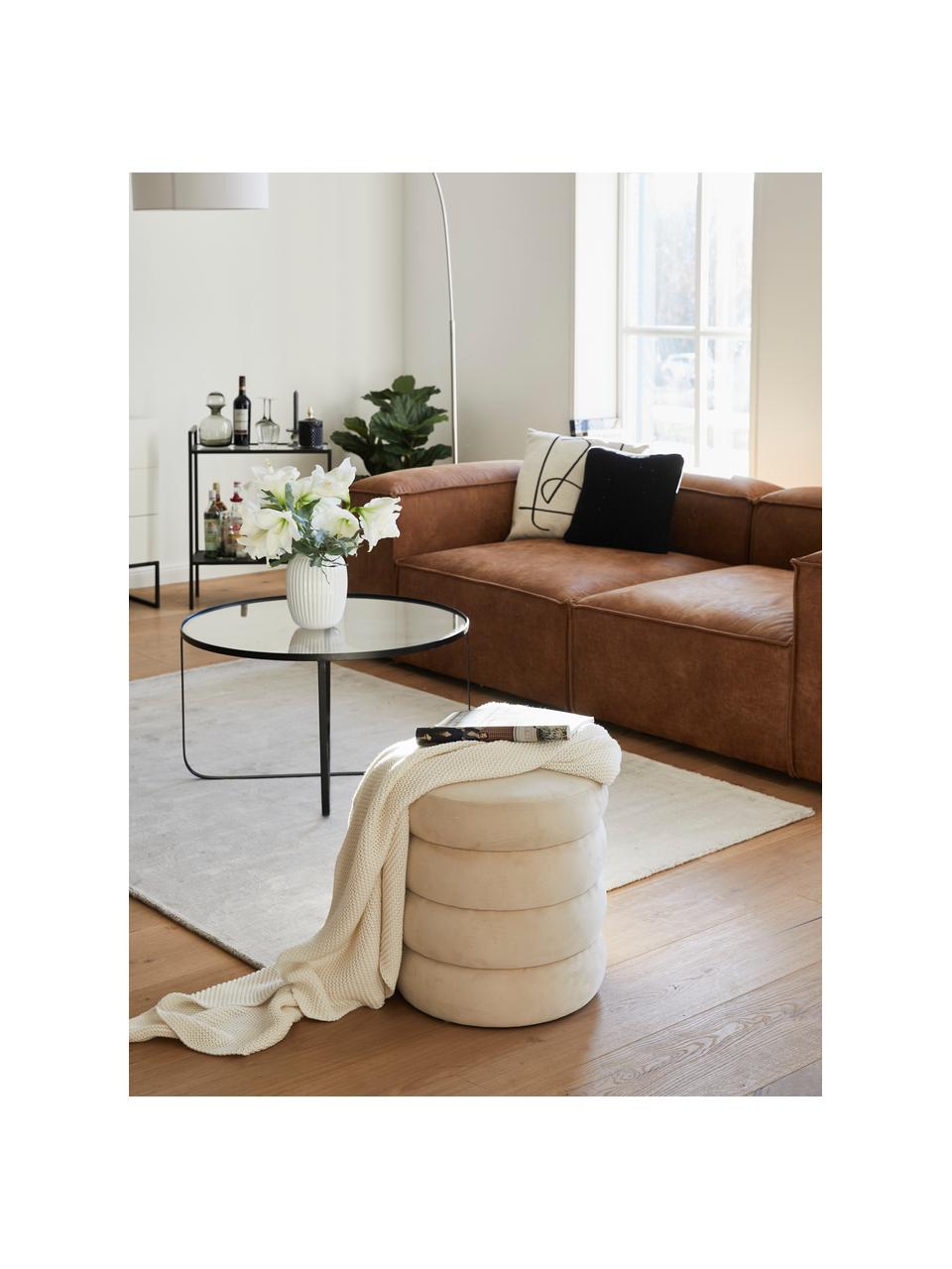 Sofa modułowa ze skóry z recyklingu Lennon (3-osobowa), Tapicerka: skóra z recyklingu (70% s, Stelaż: lite drewno sosnowe z cer, Nogi: tworzywo sztuczne, Brązowa skóra, S 238 x G 119 cm
