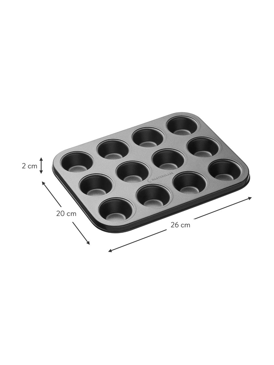 Forma do pieczenia muffinek z powłoką zapobiegającą przywieraniu MasterClass, Stal z powłoką zapobiegającą przywieraniu, Czarny, S 26 x W 2 cm