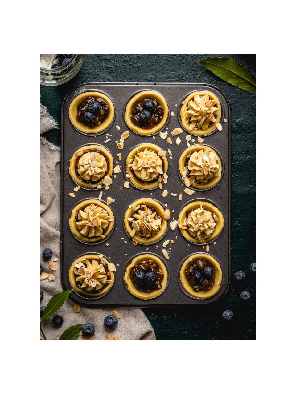 Molde muffins antiadherente MasterClass, Acero con revestimiento antiadherente, Negro, An 26 x Al 2 cm