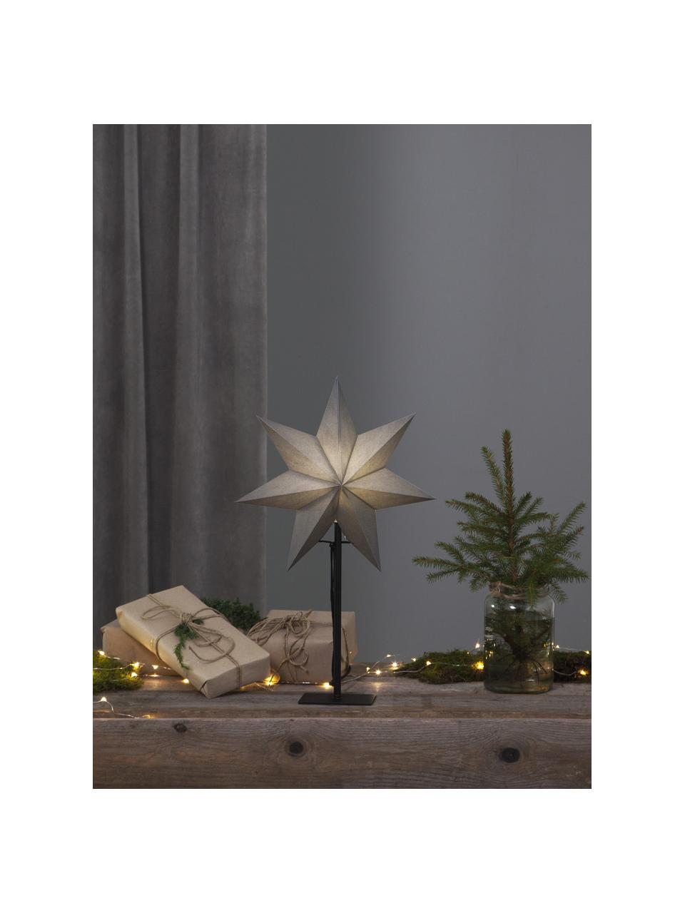 Lichtobject Frozen, met stekker, Lampenkap: papier, Lampvoet: gecoat metaal, Grijs, zwart, B 34 x H 55 cm