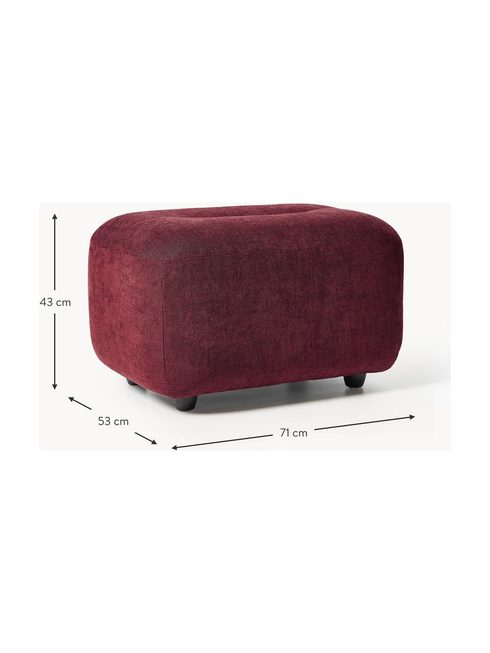 Hocker Stella, Bezug: 85 % Polyester, 15 % Baum, Gestell: Massives Buchenholz, Span, Webstoff Weinrot, B 71 x H 43 cm