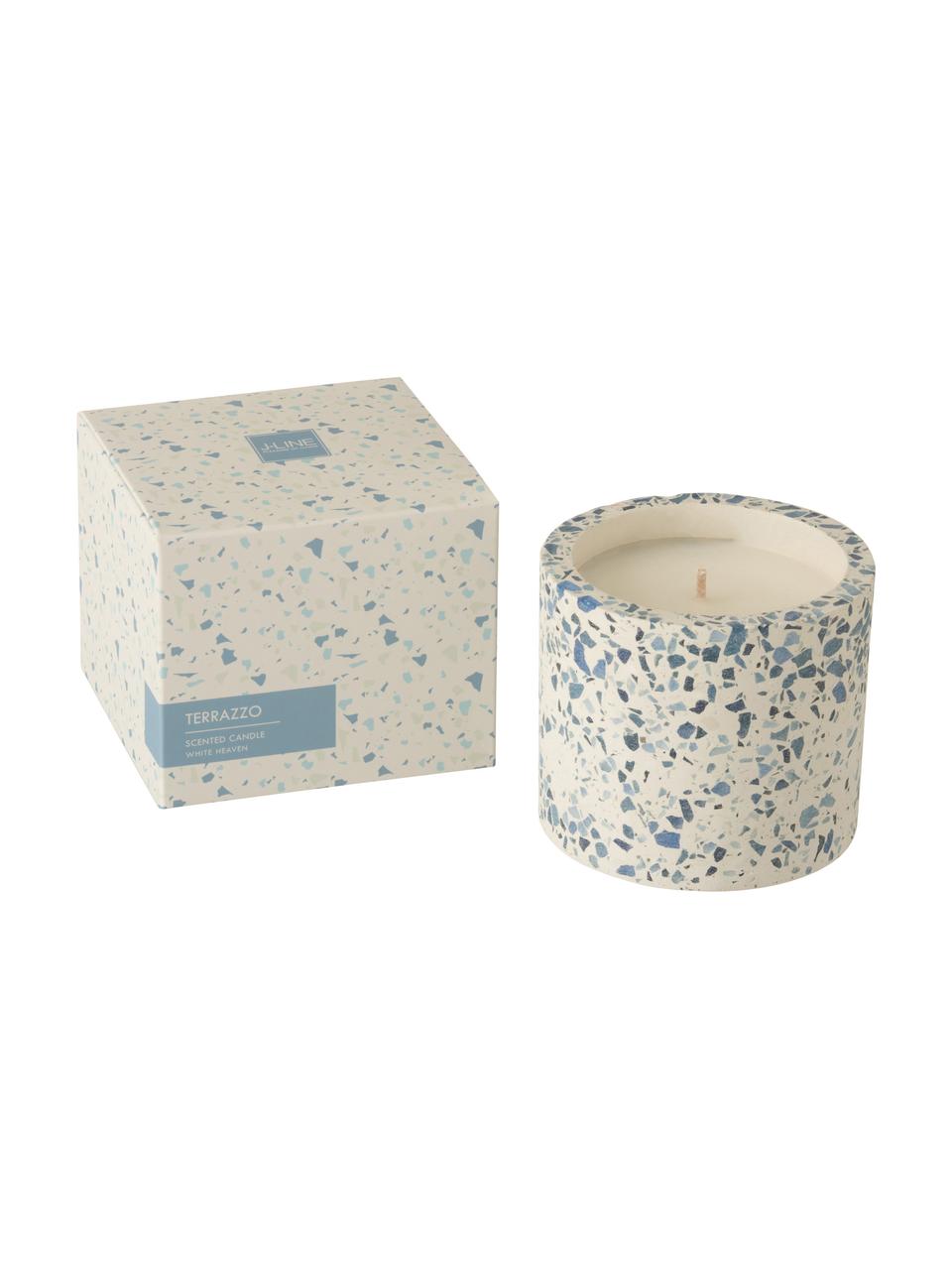 Vela perfumada Terrazzo, Recipiente: gres, Crema, azul, Ø 11 x Al 9 cm