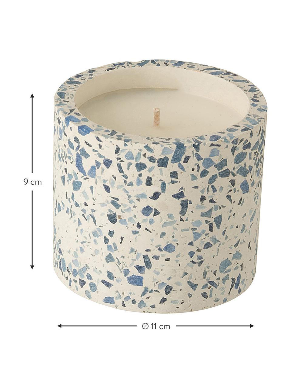Vonná sviečka Terrazzo, Krémová, modrá, Ø 11 x V 9 cm