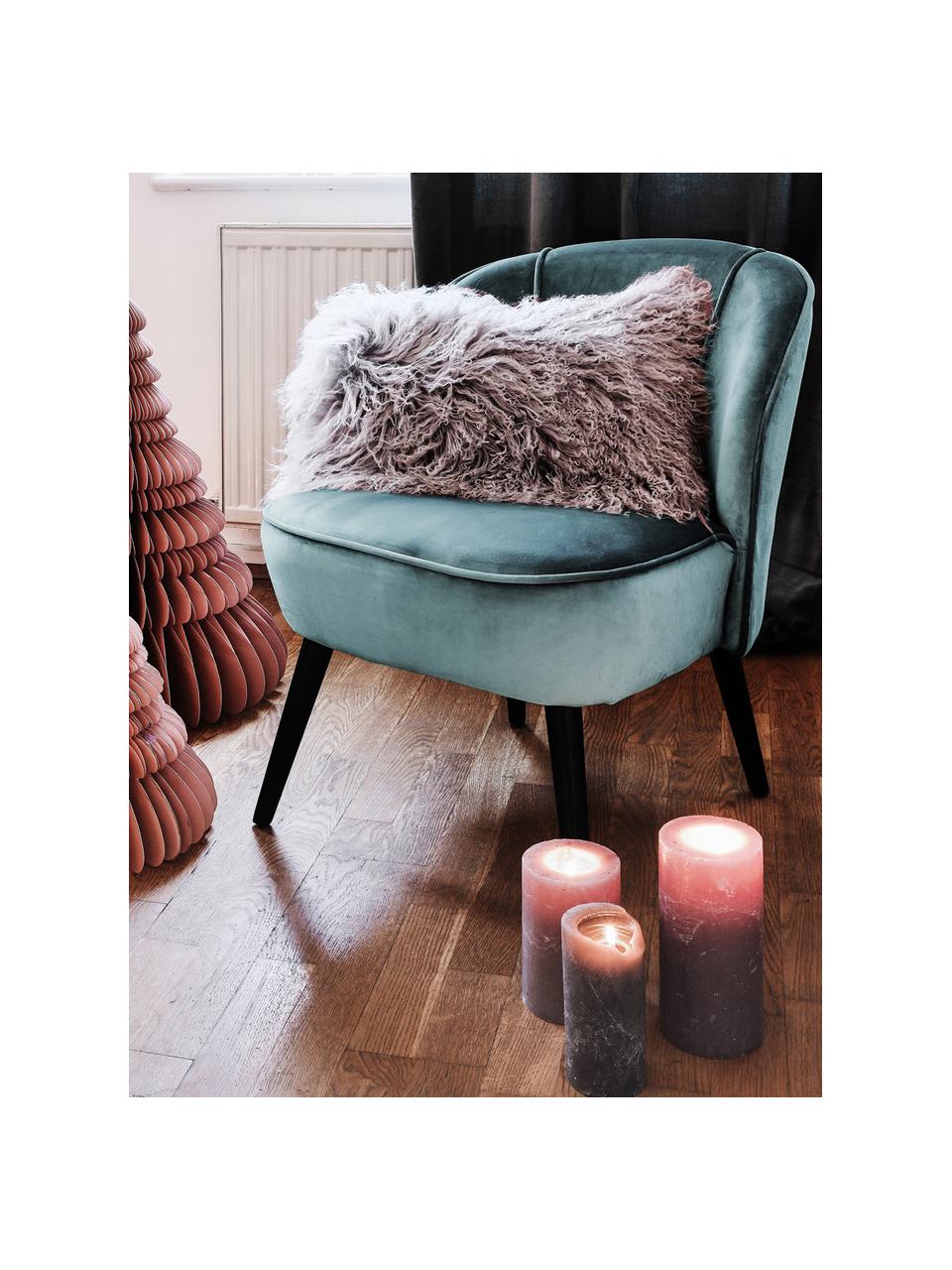 Poltrona in velluto Lucky, Rivestimento: velluto (poliestere) 30.0, Piedini: legno di caucciù vernicia, Velluto blu verde, Larg. 59 x Prof. 68 cm