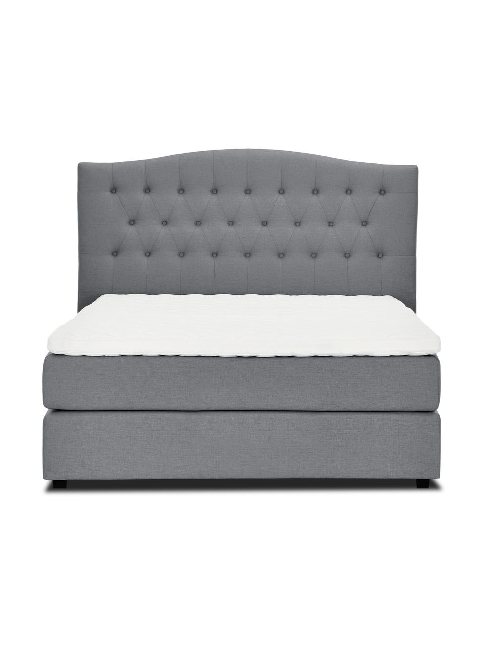 Premium Boxspringbett Royal in Grau, Matratze: 5-Zonen-Taschenfederkern, Webstoff Grau, 200 x 200 cm