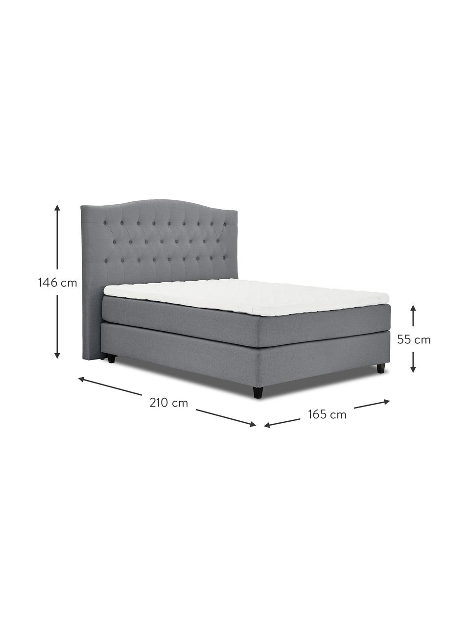 Premium Boxspringbett Royal in Grau, Matratze: 5-Zonen-Taschenfederkern, Webstoff Grau, 200 x 200 cm