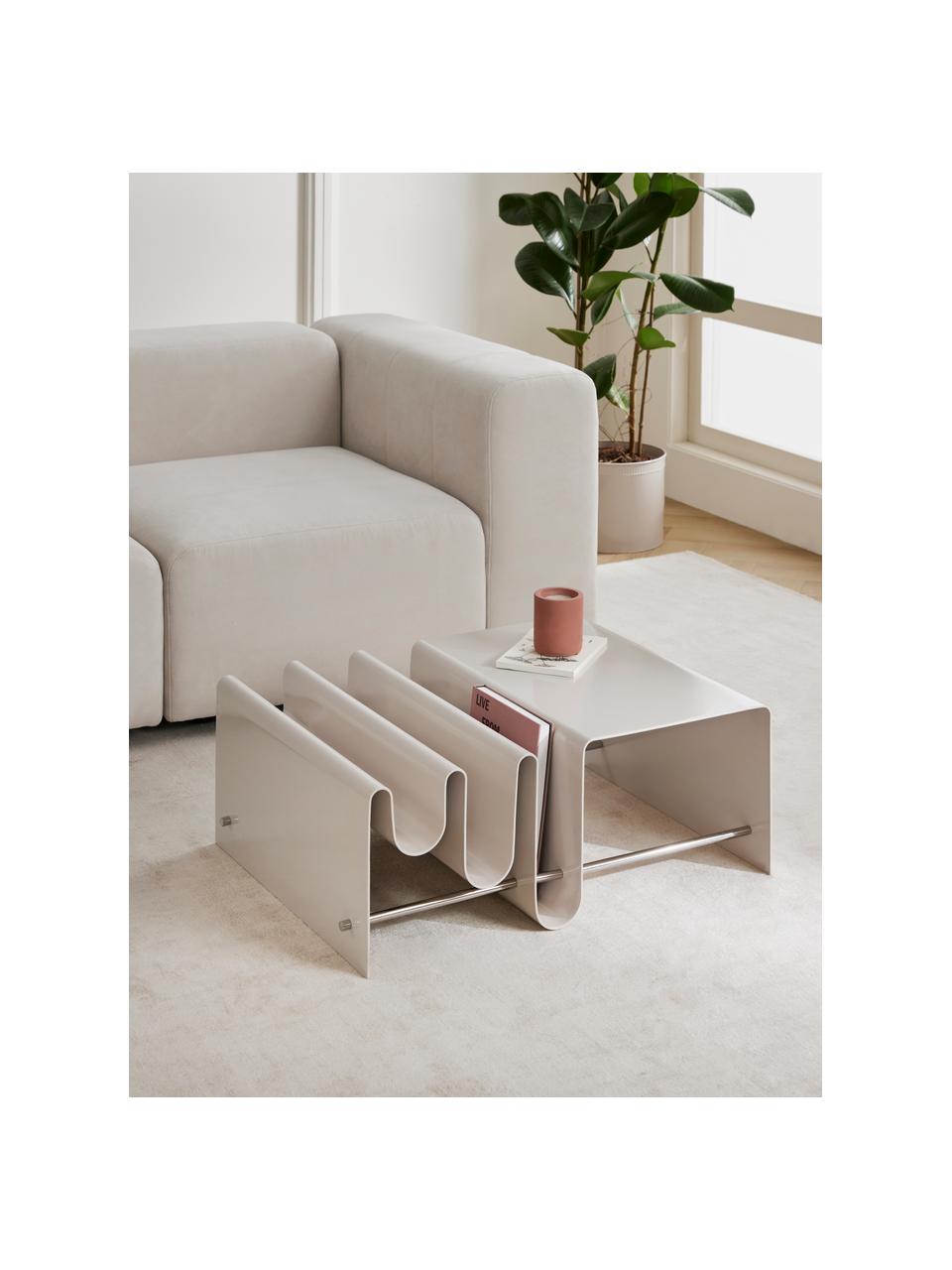 Mesa de centro con revistero de metal Julia, Metal con pintura en polvo, Beige, An 85 x F 60 cm