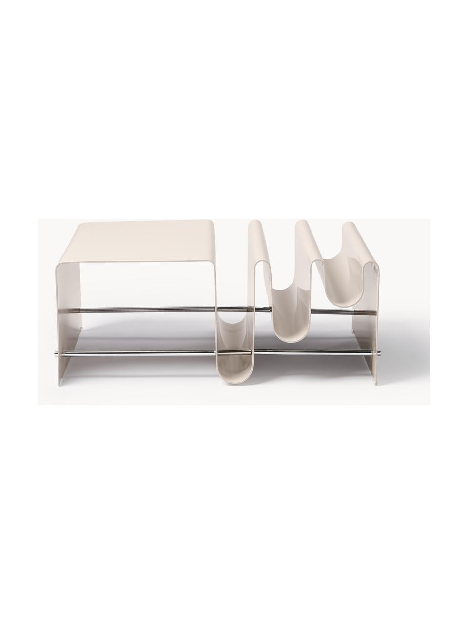 Metalen salontafel Julia met tijdschriftenrek, Gepoedercoat metaal, Lichtbeige, B 85 x D 60 cm