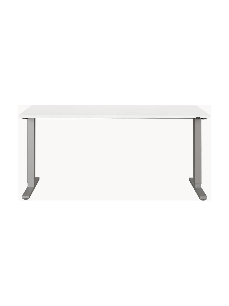 In hoogte verstelbaar bureau Easy, Tafelblad: spaanplaat met melamineha, Frame: gepoedercoat metaal, Gebroken wit, lichtgrijs, B 160 x D 80 cm