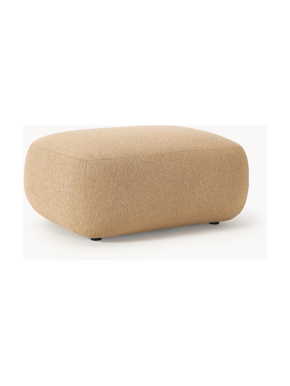 Reposapiés puf en tejido bouclé Sofia, Tapizado: tejido bouclé (100% polié, Estructura: madera de abeto con certi, Patas: plástico, Bouclé beige, An 99 x F 78 cm