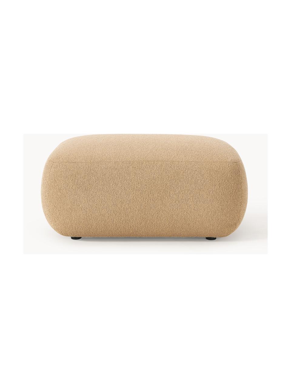 Reposapiés puf en tejido bouclé Sofia, Tapizado: tejido bouclé (100% polié, Estructura: madera de abeto con certi, Patas: plástico, Bouclé beige, An 99 x F 78 cm