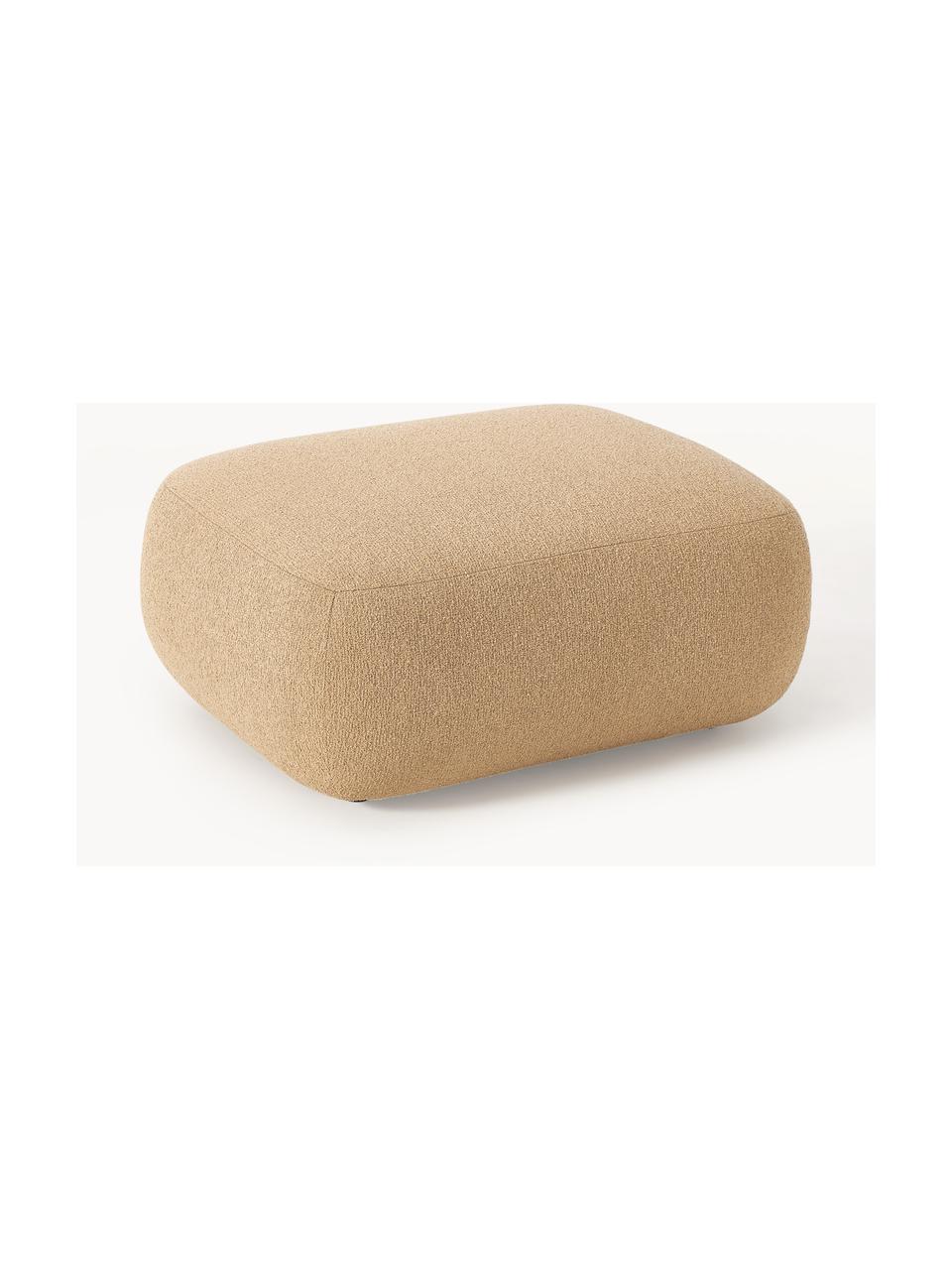 Puf reposapiés en tejido bouclé Sofia, Tapizado: tejido bouclé (100% polié, Estructura: madera de abeto, tablero , Patas: plástico Este producto es, Bouclé beige, An 75 x F 96 cm