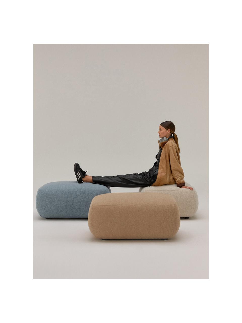 Pouf en bouclette Sofia, Bouclette beige, larg. 99 x haut. 44 cm