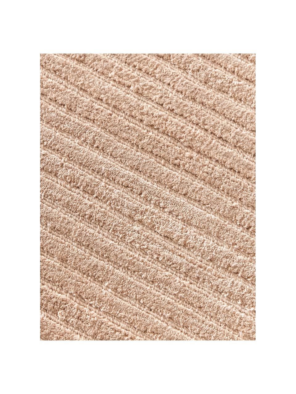 Flauschiger Hochflor-Läufer Wes mit Hoch-Tief-Struktur, handgewebt, 100 % Polyester, GRS-zertifiziert, Beige, B 80 x L 250 cm