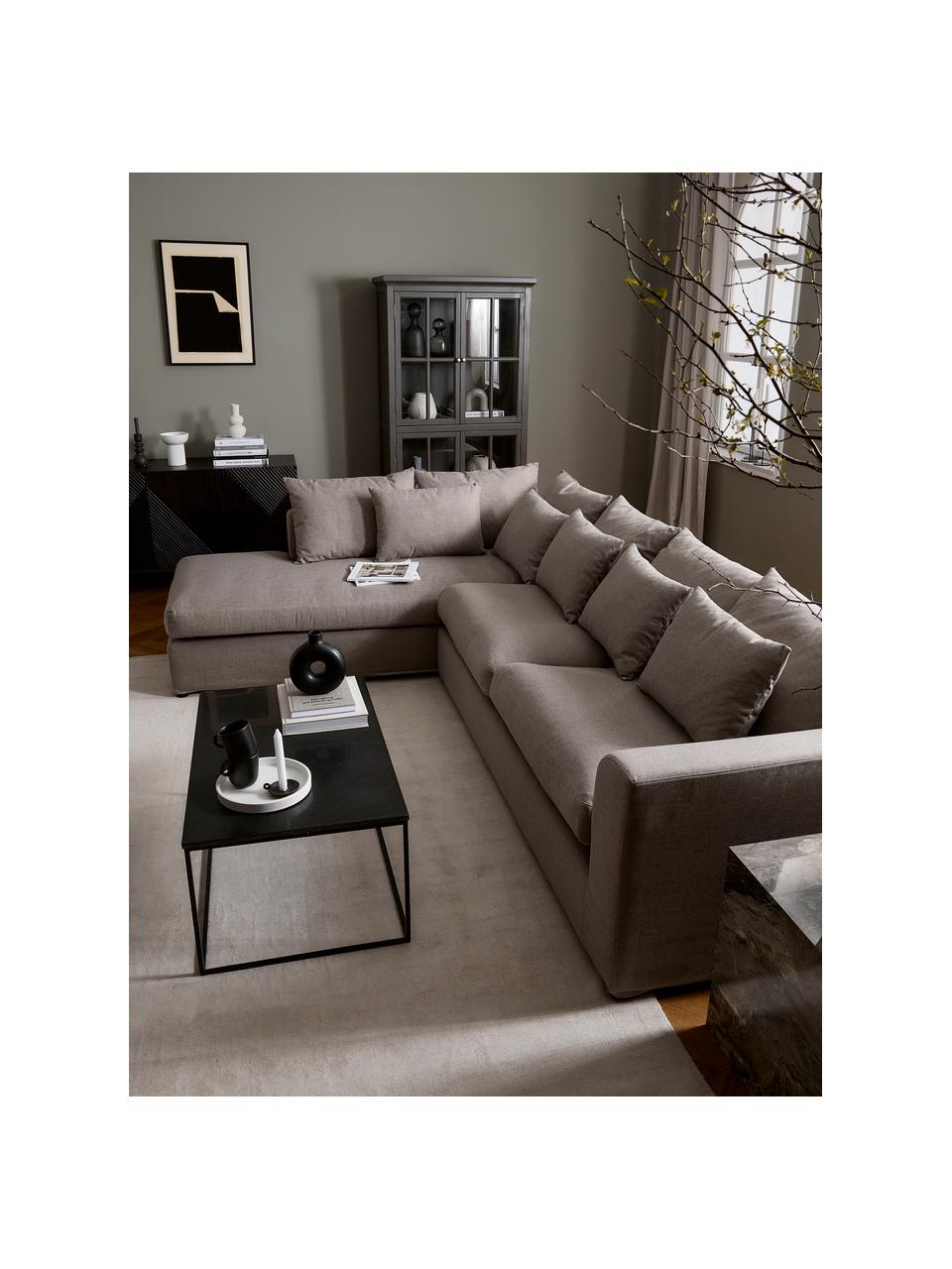Sofa narożna Zach, Tapicerka: polipropylen Dzięki tkani, Nogi: tworzywo sztuczne, Taupe tkanina, S 300 x G 213 cm, lewostronna