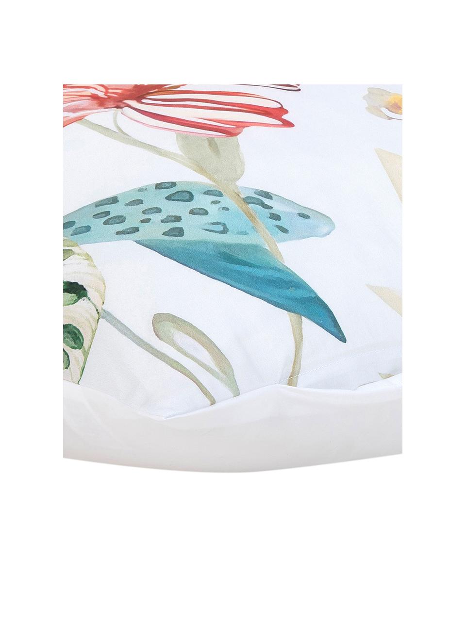 Federa in cotone percalle con motivo floreale ad acquerello Meadow 2 pz, Multicolore, bianco, Larg. 40 x Lung. 80 cm
