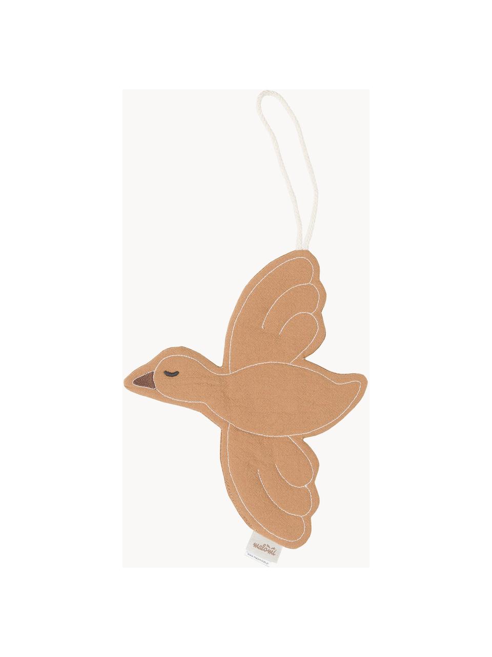 Ręcznie wykonana dekoracja ścienna Bird, Bawełna, Jasny brązowy, S 18 x D 23 cm