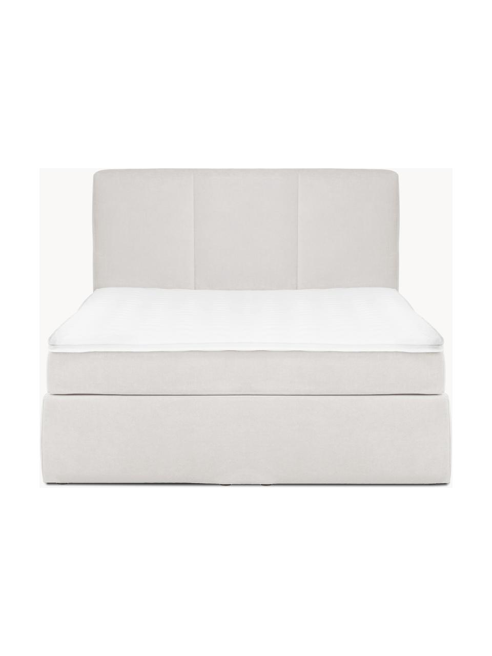 Letto boxspring Oberon, Materasso: nucleo a 5 zone di molle , Piedini: plastica Questo prodotto , Tessuto beige chiaro, Larg. 160 x Lung. 200 cm, grado di durezza H2