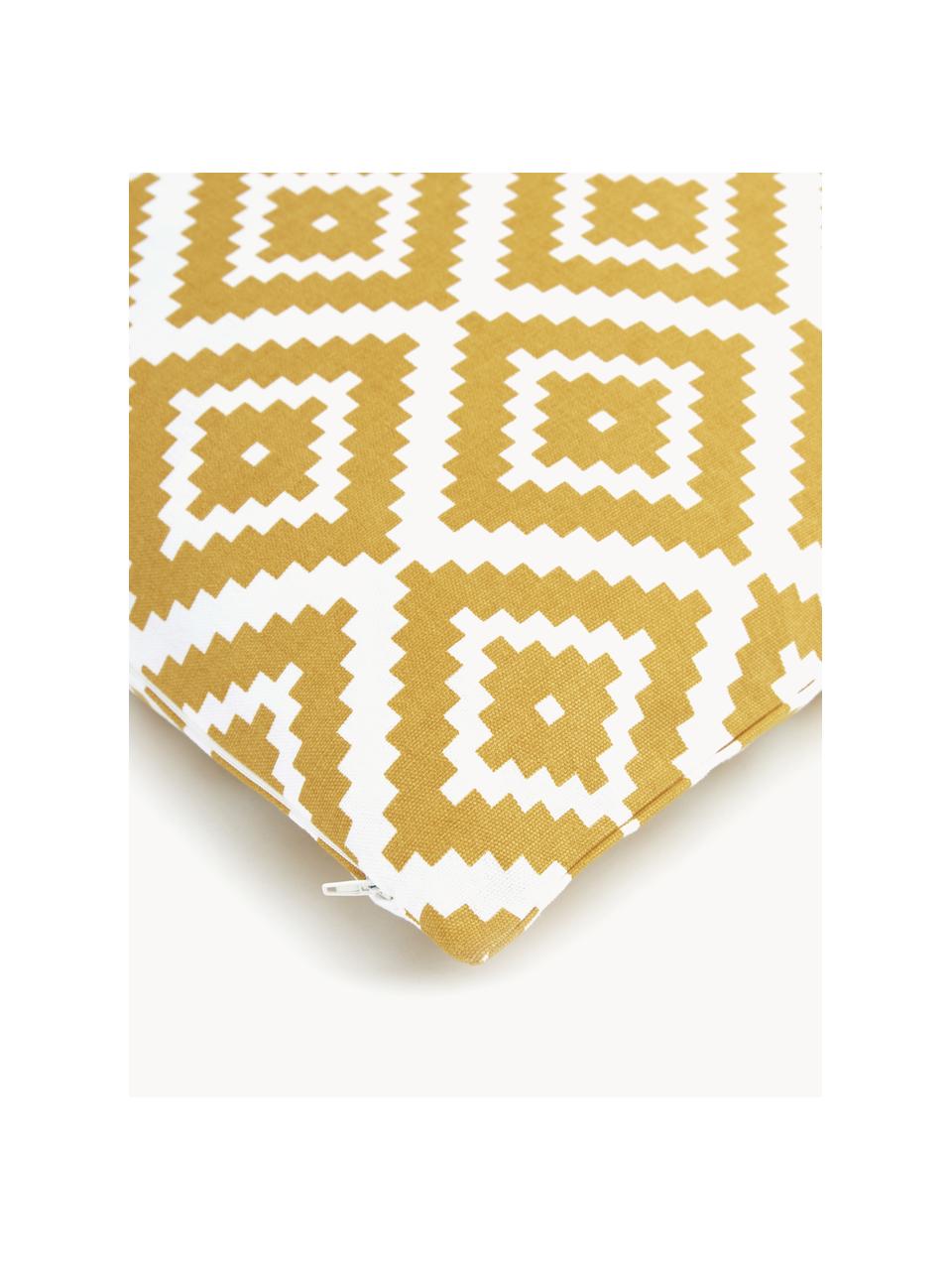 Housse de coussin 45x45 jaune imprimé graphique Miami, 100 % coton, Jaune, larg. 45 x long. 45 cm