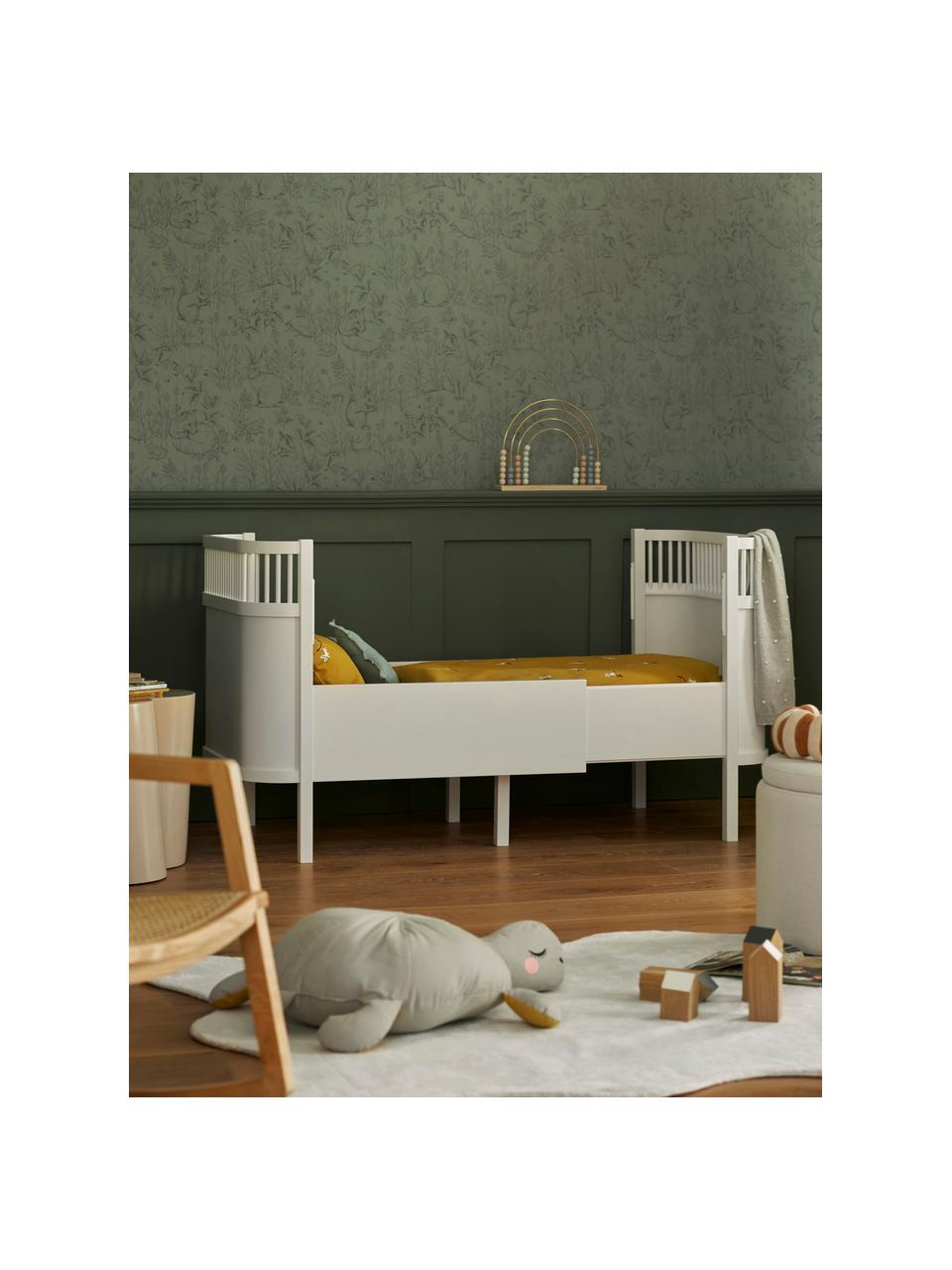 Cama de madera extensible Junior Grow, 90 x 165 cm, Madera de abedul pintada con pintura libre de COV, Madera de abedul pintado blanco, An 90 x L 160/200 cm