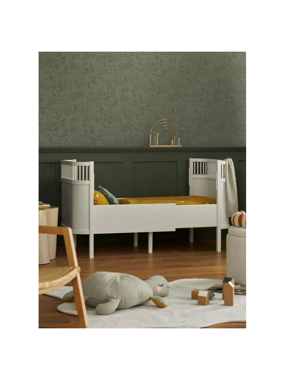 Łóżko dziecięce z drewna Junior Grow, 90 x 160/200 cm, Drewno brzozowe lakierowane farbą wolną od LZO, Drewno brzozowe lakierowane na biało, S 90 x D 165/205 cm