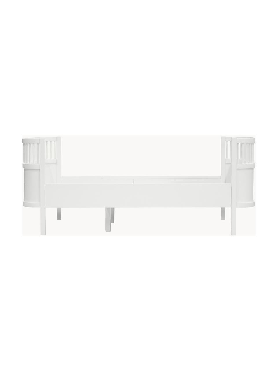 Cama de madera extensible Junior Grow, 90 x 165 cm, Madera de abedul pintada con pintura libre de COV, Madera de abedul pintado blanco, An 90 x L 160/200 cm