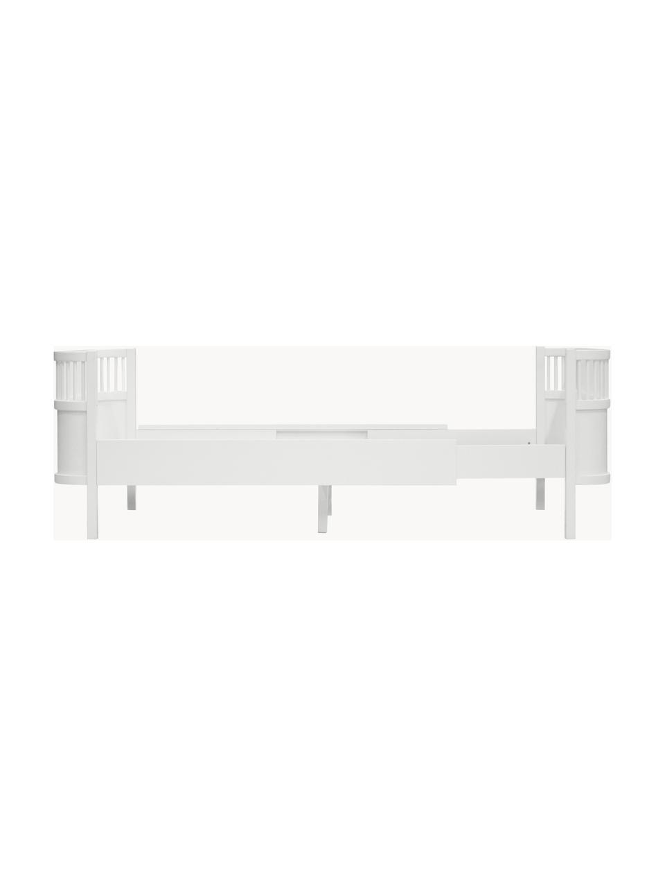 Cama de madera extensible Junior Grow, 90 x 165 cm, Madera de abedul pintada con pintura libre de COV, Madera de abedul pintado blanco, An 90 x L 160/200 cm