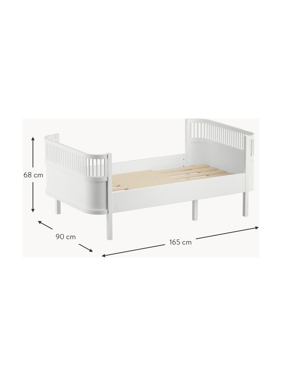 Verlengbaar houten bed Junior Grow, 90 x 160/200 cm, Berkenhout, gelakt met VOC-vrije verf, Berkenhout, wit gelakt, B 90 x L 160/200 cm
