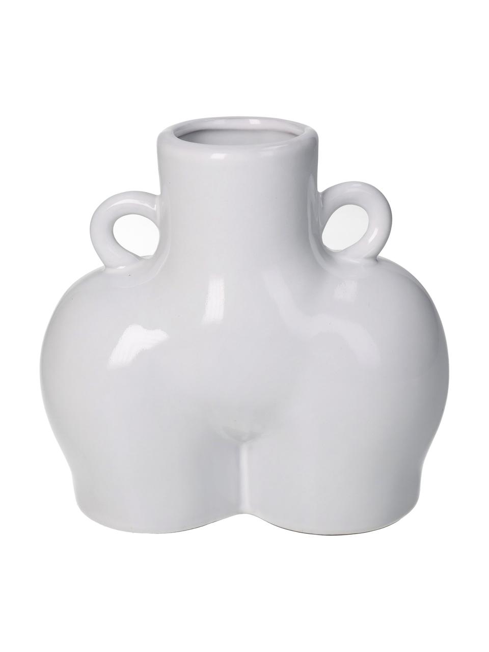 Design-Vase Body aus Steingut, Steingut, Weiss, B 14 x H 14 cm