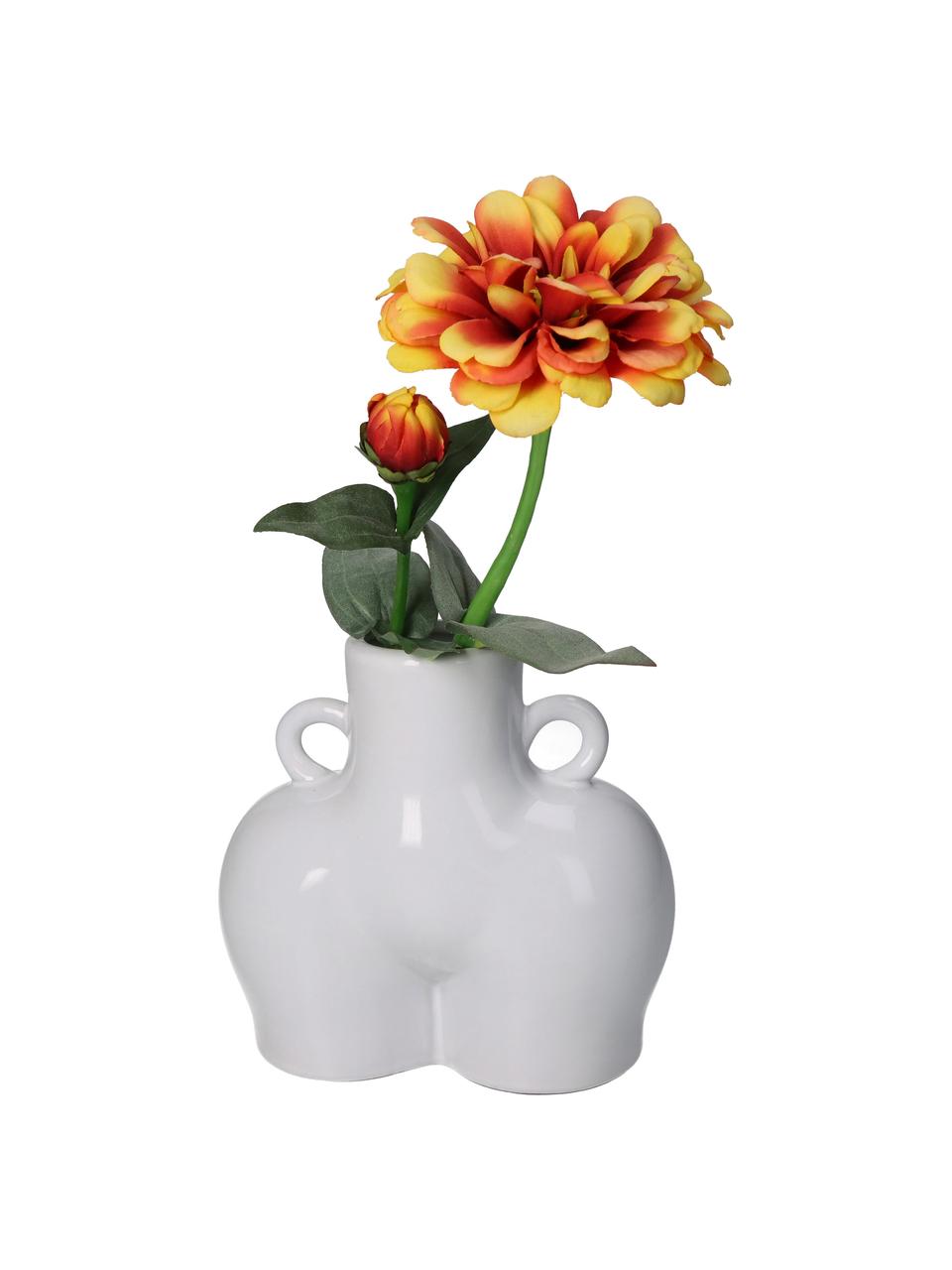 Dizajnová váza z kameniny Body, Kamenina, Biela, Š 14 x V 14 cm