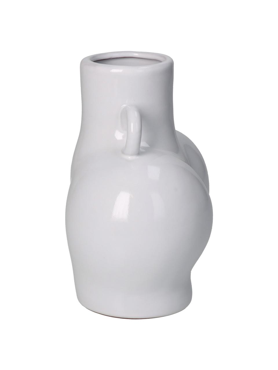 Design-Vase Body aus Steingut, Steingut, Weiss, B 14 x H 14 cm