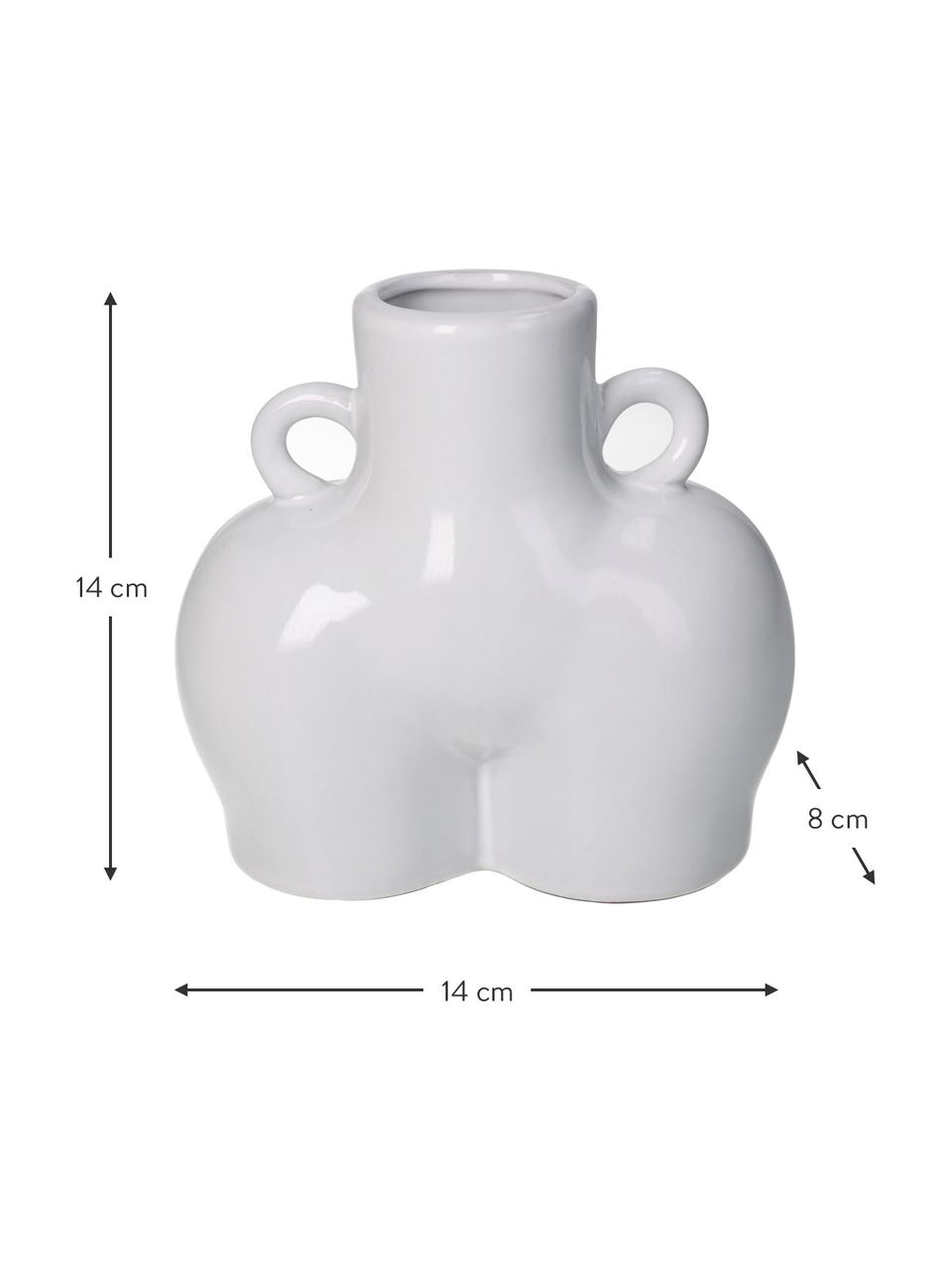 Design-Vase Body aus Steingut, Steingut, Weiß, B 14 x H 14 cm